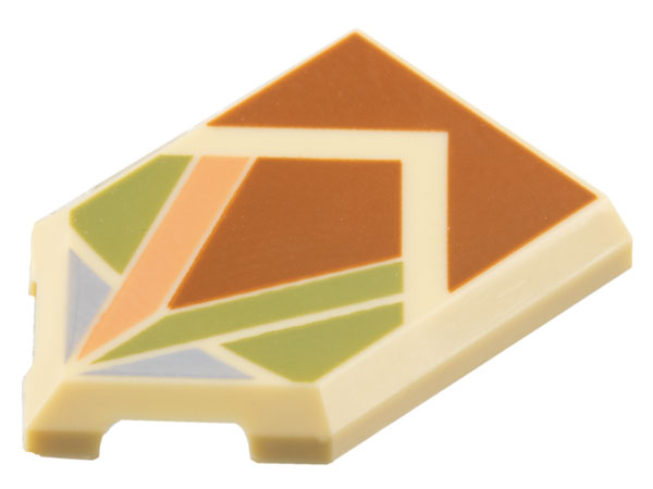 Placa modificada 2x3 Pentagonal com desenhos Angulares Bege