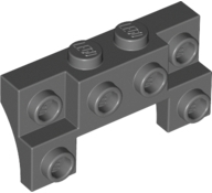 Tijolo Modificado 2x4 - 1x4 com 2 pinos Cinza Escuro