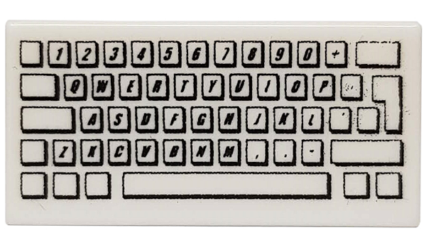 Placa Lisa 1x2 com desenho de teclado Branco