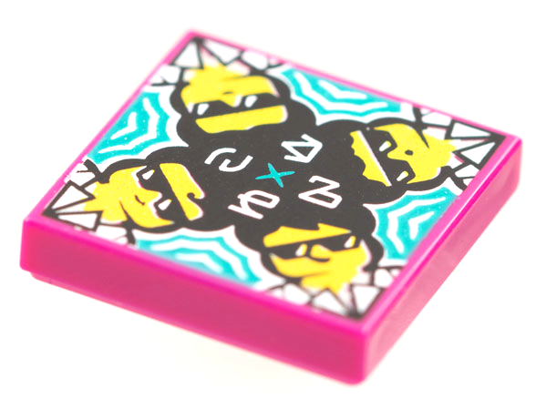 Placa Lisa 2x2 com desenho de Garotos em um Caleidoscópio Magenta