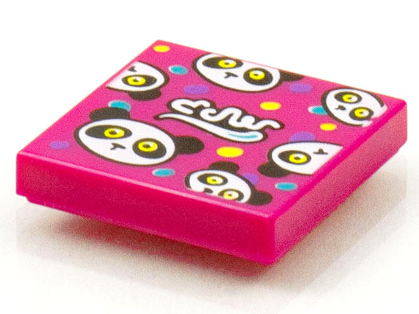Placa Lisa 2x2 com desenho de Pandas