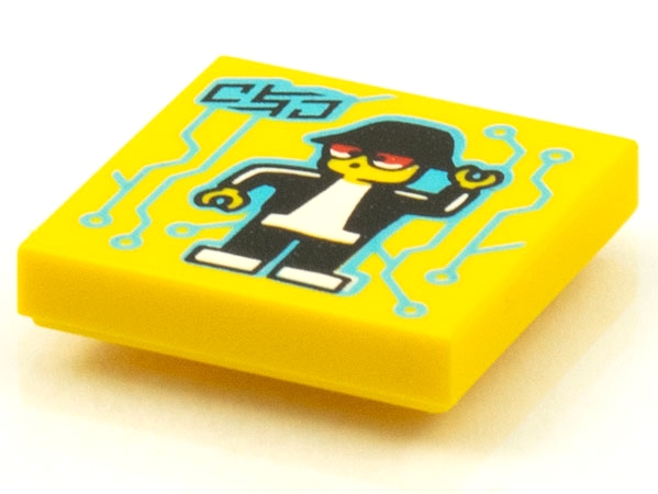 Placa Lisa 2x2 com desenho de Minifigura e Dança de Robô
