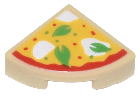 Placa Lisa Redonda 1x1 de 1/4 com desenho de pedaço de pizza com folhas de manjericão