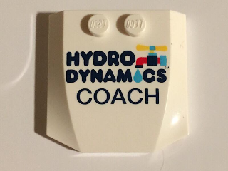 Placa em Cunha 4x4x2/3 Branca com escrita 'HYDRO DYNAMICS COACH'