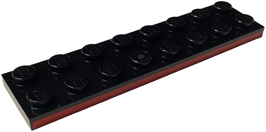 Placa 2x8 preta com linha vermelha pintada