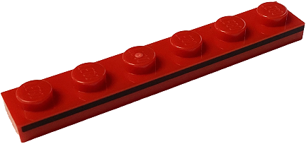 Placa 1x6 Vermelha com Linha Preta Pintada