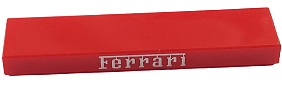 Placa Lisa 1x4 com escrita Ferrari Vermelha