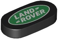 Placa Lisa Redonda Oval 1x2 Preta com Logo da Land Rover