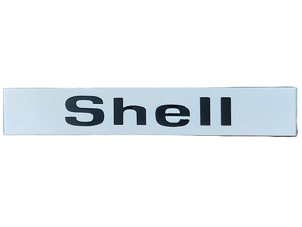 Placa Lisa 1x6 Branca com escrita: "Shell"
