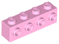 Tijolo modificado 1x4 com 4 studs laterais Rosa Brilhante