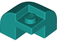 Inclinação Dark Turquoise de canto curvo 2x2x1 1/3 com pino embutido