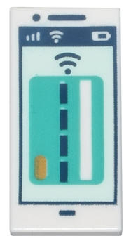 Placa Lisa 1x2 com desenho de Tela de celular com cartão de crédito Branca