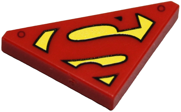 Placa Lisa Triangular 2x2 vermelha com desenho de "S" do Superman