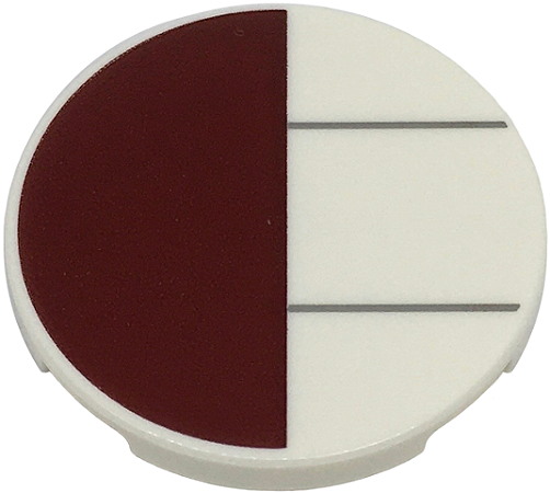 Placa Lisa Redonda 3x3 com Desenho de Meio Circulo e Linhas Dark Red
