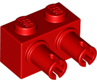 Tijolo Modificado 1x2 com 2 pinos Vermelho