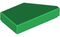 Placa Lisa Modificada 1x2 com Chanfro Esquerda Verde