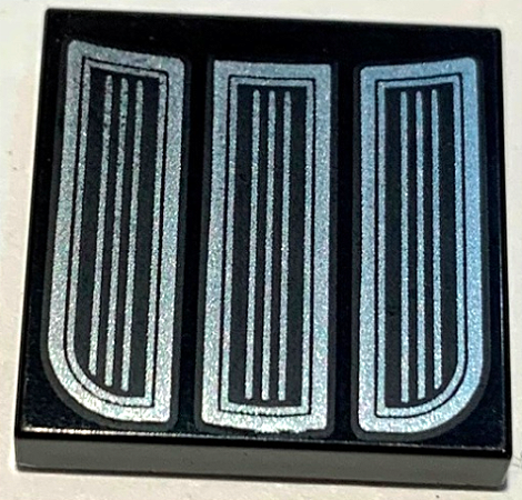 Placa Lisa 2x2 com 3 Grades Prateadas Pintadas Preta