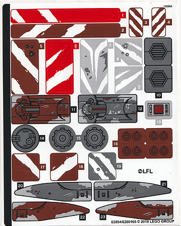 Cartela de adesivos para SET 75254