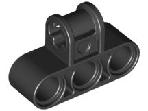 Conector Eixo-Pinos Triplo Perpendicular Preto