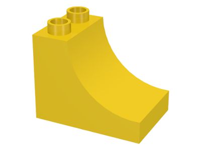 Tijolo amarelo Lego DUPLO 2x3x3 com curva