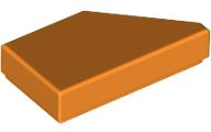Placa Lisa Modificada 1x2 com Chanfro Esquerda Laranja