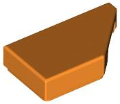Placa Lisa Modificada 1x2 com Chanfro Direita Laranja