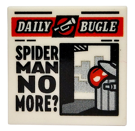 Placa Lisa 2x2 com Desenho do Jornal 'DAILY BUGLE' e 'SPIDER MAN NO MORE?'