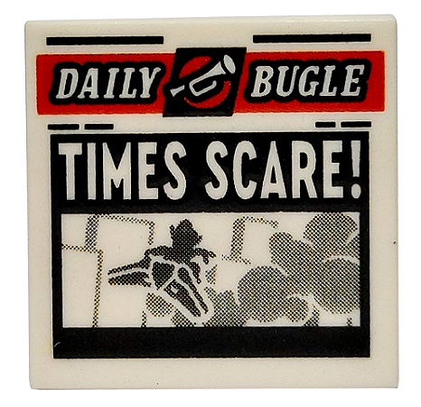 Placa Lisa 2x2 com Desenho de Jornal 'DAILY BUGLE' e 'TIMES SQUARE!'