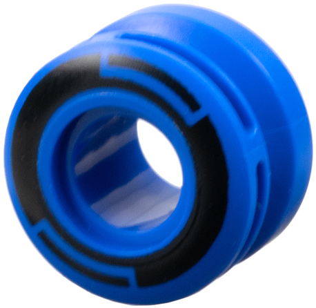 Roda 11 mm D. x 8 mm com Ranhura Central, 8 Raios e Lado Liso com Círculo e Arcos Pretos Azul
