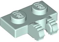 Placa com dobradiça preta 1x2 travamento com 2 dedos nas laterais e 7 dentes Light Aqua