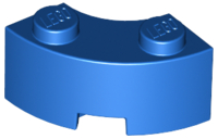 Tijolo de canto redondo 2x2 com entalhe de pino e parte inferior reforçada Azul