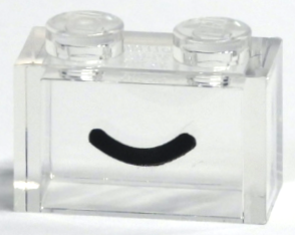 Tijolo 1x2 Translúcido com Sorriso Desenhado