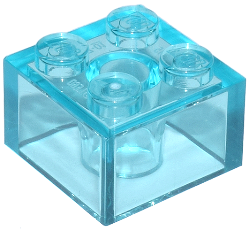 Tijolo 2x2 Translúcido Azul Claro