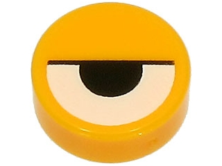 Placa Lisa Redonda 1x1 com olho branco parcialmente fechado Laranja Brilhante