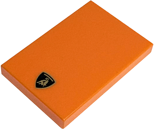 Placa Lisa 2x3 Laranja com Logo da Lamborghini