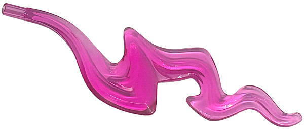 Onda arredondada e ondulada Rosa Escura Translúcida com extremidade de barra (chama)