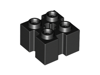 Tijolo Modificado com ranhuras e orifício para eixo Preto