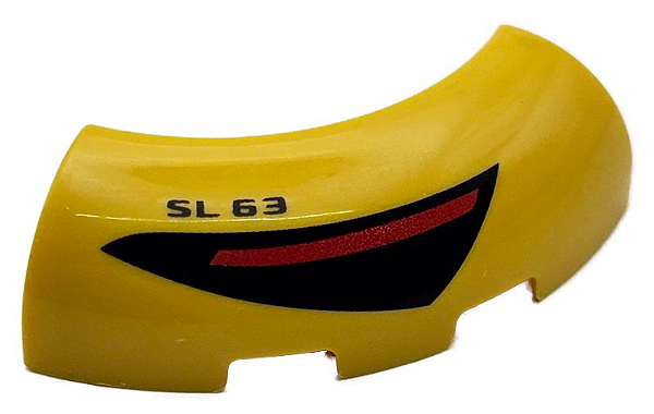 Tijolo Redondo de Canto 3x3x1 sem Studs Amarelo com Desenho e Escrita SL 63