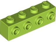 Tijolo modificado 1x4 com 4 studs laterais Verde Limão