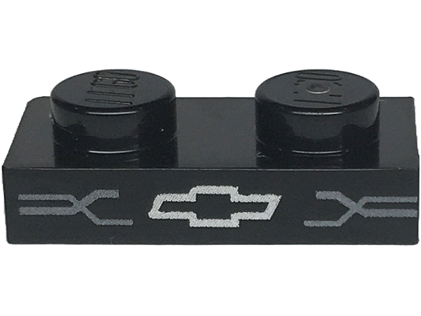 Placa 1x2 com desenho do logotipo da Chevrolet Preta