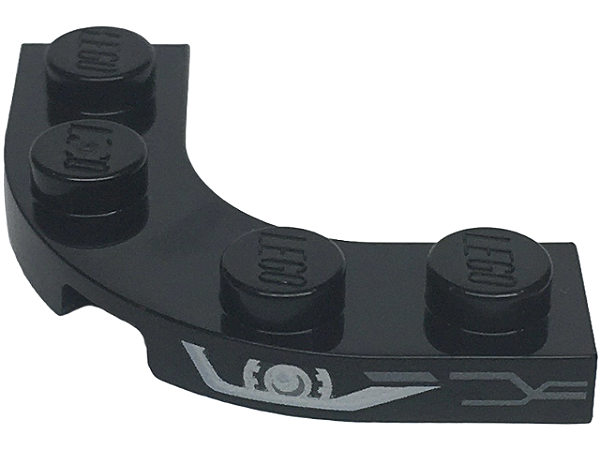 Placa canto redonda 3x3 com recorte 2x2 Preta com Desenho de Farol Lado Direito