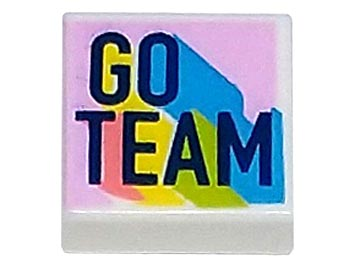 Placa Lisa 1x1 Branca com Desenho "GO TEAM"