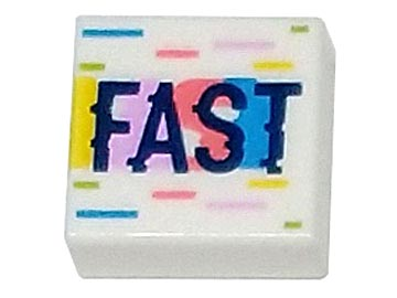 Placa Lisa 1x1 Branca com Desenho "FAST"