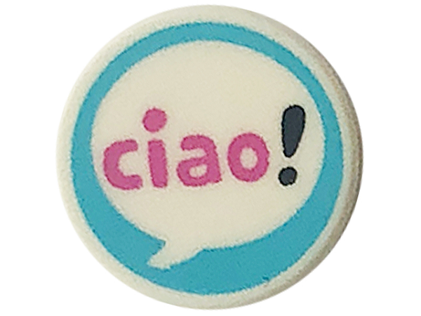 Placa Lisa Redonda 1x1 com Desenho "ciao"
