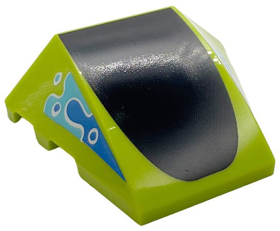 Cunha Verde Limão 4x3 Curva tripla sem tachas com topo parabólico preto e rabiscos