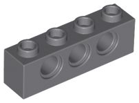 Tijolo Lego Technic  1x4 com Furos Cinza Escuro