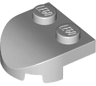 Tijolo Redondo 2x2x2/3 Semicírculo Alongado com 2 Pinos e Topo Curvo Cinza Claro