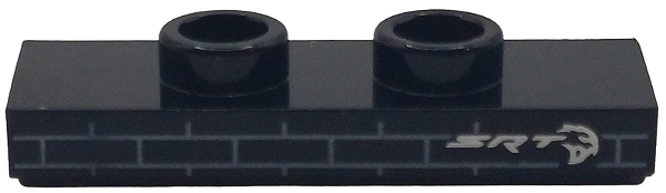 Placa Modificada 1x3 Preta com Escrita SRT e Logo do Dodge Hellcat