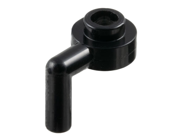 Placa com pino aberto redondo 1x1 com braço da barra para baixo Preto