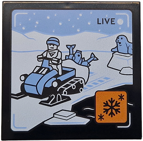 Placa Lisa 4x4 Preta com Desenho de Moto de Neve